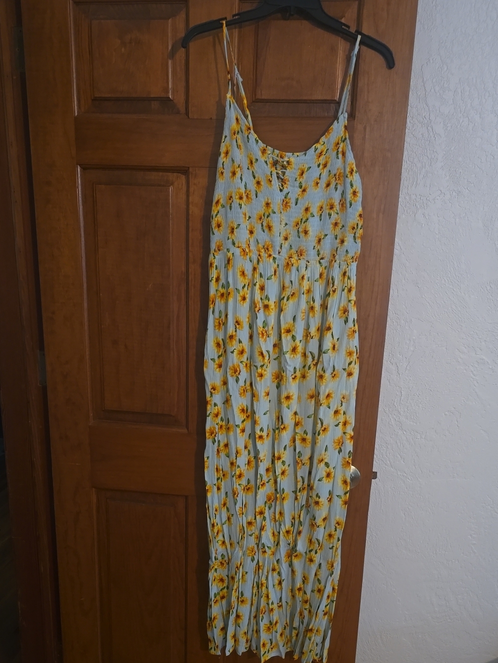 Light Blue Sunflower Maxi Dress Size Medium